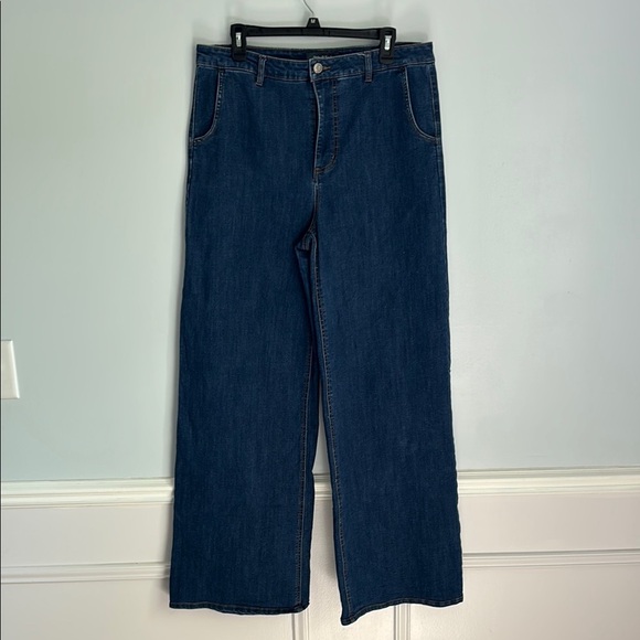 ModCloth The Grier Wide Leg Flare Jeans Ultra High Rise 90s Sz 16 Retro Vintage - Picture 3 of 14